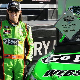 Danica Patrick Poses After Becoming The First Women in NASCAR History to Win The Pole Award - danica-patrick-pole-award-01