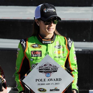 Danica Patrick Poses After Becoming The First Women in NASCAR History to Win The Pole Award - danica-patrick-pole-award-03