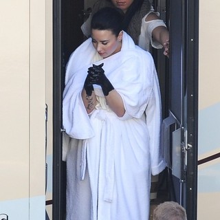 Demi Lovato Spotted on The Set of Her Music Video Heart Attack Sporting Black Painted Hands