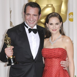 Jean Dujardin, Natalie Portman in 84th Annual Academy Awards - Press Room