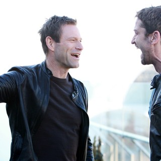 Aaron Eckhart, Gerard Butler in Russian Photocall for Olympus Has Fallen