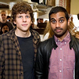 Jesse Eisenberg, Aziz Ansari in Jesse Eisenberg and Aziz Ansari Serve Pizza to Promote 30 Minutes or Less
