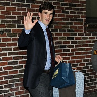 Eli Manning in Celebrities Outside of The Ed Sullivan Theater for The Late Show with David Letterman