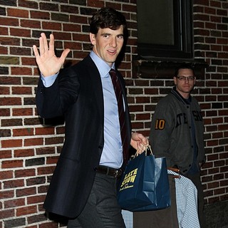 Eli Manning in Celebrities Outside of The Ed Sullivan Theater for The Late Show with David Letterman