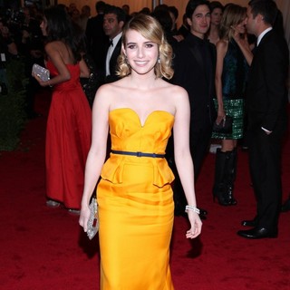 Emma Roberts in Schiaparelli and Prada Impossible Conversations Costume Institute Gala