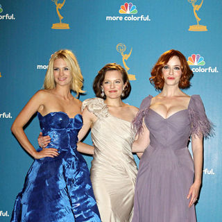 January Jones, Elisabeth Moss, Christina Hendricks in The 62nd Annual Primetime Emmy Awards - Press Room