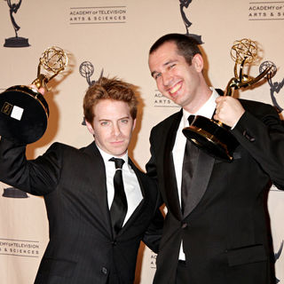 Seth Green, Matthew Senreich in 2010 Creative Arts Emmy Awards - Press Room
