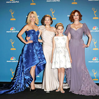 January Jones, Elisabeth Moss, Kiernan Shipka, Christina Hendricks in The 62nd Annual Primetime Emmy Awards - Press Room