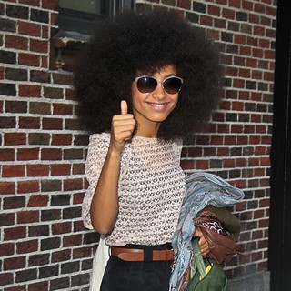 Esperanza Spalding in Esperanza Spalding Exiting The Ed Sullivan Theater for The Late Show with David Letterman