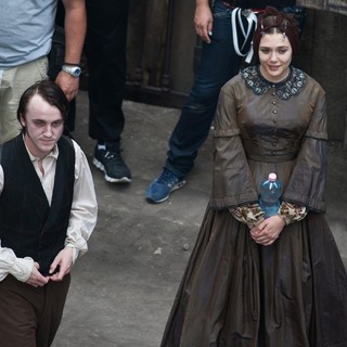 Tom Felton, Elizabeth Olsen in Actors on The Set of Therese Raquin Filming on Location