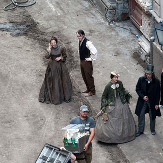 Elizabeth Olsen, Tom Felton in Actors on The Set of Therese Raquin Filming on Location