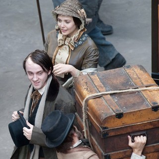 Tom Felton, Elizabeth Olsen in Actors on The Set of Therese Raquin Filming on Location