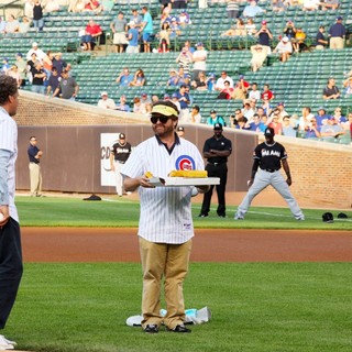 Will Ferrell, Zach Galifianakis in Zach Galifianakis and Will Ferrell Promote Movie The Campaign by Throwing Out A Dueling First Pitch