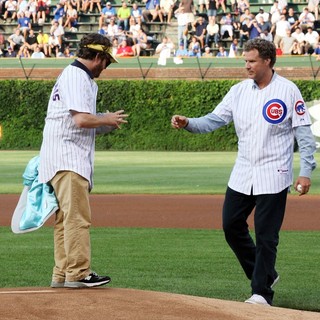 Zach Galifianakis, Will Ferrell in Zach Galifianakis and Will Ferrell Promote Movie The Campaign by Throwing Out A Dueling First Pitch