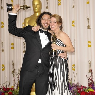 Sean Fine, Andrea Nix in The 85th Annual Oscars - Press Room