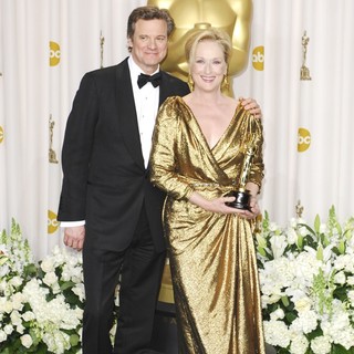 Colin Firth, Meryl Streep in 84th Annual Academy Awards - Press Room