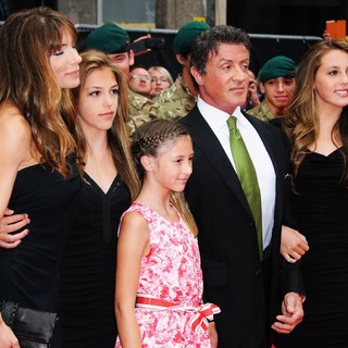 Jennifer Flavin, Sistine Rose Stallone, Scarlet Rose Stallone, Sylvester Stallone, Sophia Rose Stallone in The Expendables 2 UK Premiere - Arrivals
