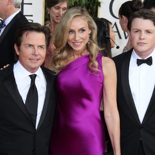 Michael J. Fox, Tracy Pollan, Sam Fox in 70th Annual Golden Globe Awards - Arrivals
