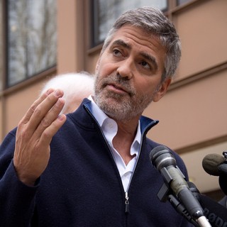 George Clooney in George Clooney and His Father Nick Clooney Speak to The Press