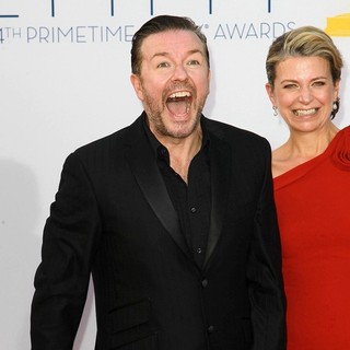 Ricky Gervais, Jane Fallon in 64th Annual Primetime Emmy Awards - Arrivals