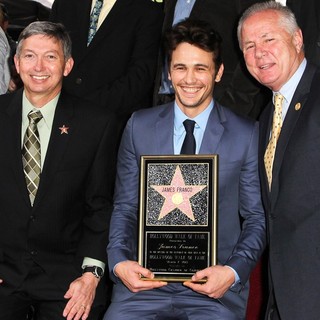 Leron Gubler, James Franco, Tom LaBonge in James Franco Is Honoured with A Hollywood Star on The Hollywood Walk of Fame