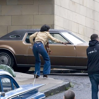Halle Berry in On The Film set of Cloud Atlas Shooting on Location in Glasgow