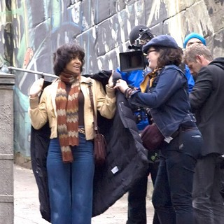 Halle Berry in On The Film set of Cloud Atlas Shooting on Location in Glasgow