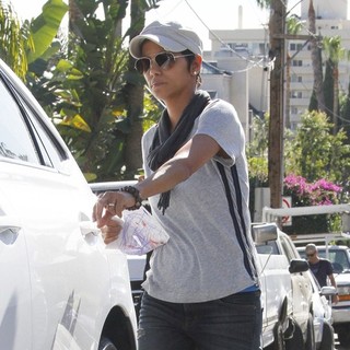 Halle Berry in Halle Berry Sports What Might be An Engagement Ring as She Spends The Day with Her Kids