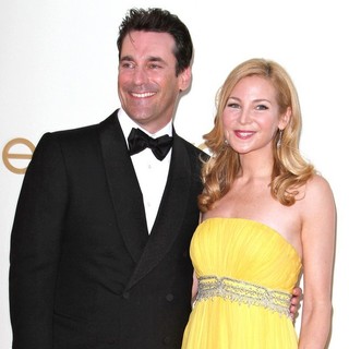 Jon Hamm, Jennifer Westfeldt in The 63rd Primetime Emmy Awards - Arrivals