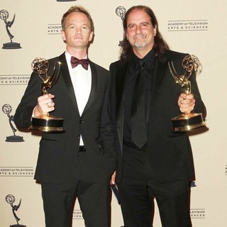 Neil Patrick Harris, Glenn Weiss in 2012 Creative Arts Emmy Awards - Press Room
