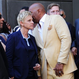 Ellen DeGeneres, Steve Harvey in Steve Harvey Is Honoured with A Star on The Hollywood Walk of Fame