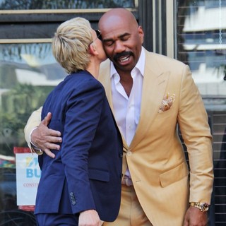 Ellen DeGeneres, Steve Harvey in Steve Harvey Is Honoured with A Star on The Hollywood Walk of Fame