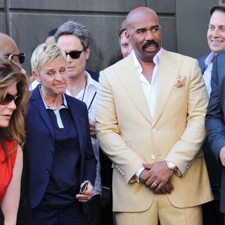 Ellen DeGeneres, Steve Harvey in Steve Harvey Is Honoured with A Star on The Hollywood Walk of Fame