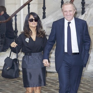 Salma Hayek, Francois-Henri Pinault in Paris Fashion Week Spring/Summer 2013 - Balenciaga