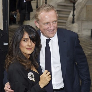 Salma Hayek, Francois-Henri Pinault in Paris Fashion Week Spring/Summer 2013 - Balenciaga
