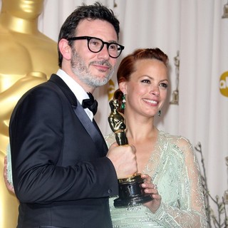 Michel Hazanavicius, Berenice Bejo in 84th Annual Academy Awards - Press Room