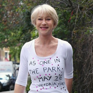 Helen Mirren Wearing A T-Shirt Promoting The As One in The Park Festival