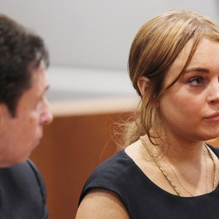 Mark Heller, Lindsay Lohan in Lindsay Lohan Inside A Los Angeles Court During Her Car Crash Case Pretrial Hearing