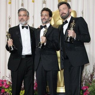 George Clooney, Grant Heslov, Ben Affleck in The 85th Annual Oscars - Press Room