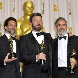 Grant Heslov, Ben Affleck, George Clooney in The 85th Annual Oscars - Press Room