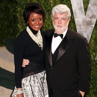 Mellody Hobson, George Lucas in 2012 Vanity Fair Oscar Party - Arrivals