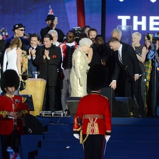 Prince Charles, Camilla Parker Bowles, Jools Holland, will.i.am, Queen Elizabeth II, Gary Barlow, Annie Lennox, Paul McCartney, Elton John in The Diamond Jubilee Concert