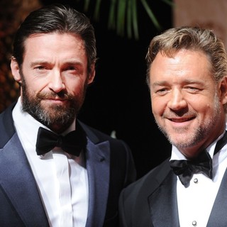 Hugh Jackman, Russell Crowe in Orange British Academy Film Awards 2012 - Press Room
