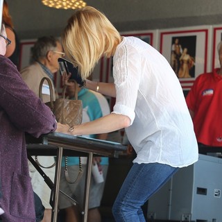 January Jones in January Jones at The Voting Polling Station for The US Presidential Election