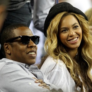 Jay-Z, Beyonce Knowles in The Men's Final on Day 15 of US Open Tennis Tournament
