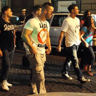 Ronnie Ortiz-Magro, The Situation, DJ Pauly D, Deanna Nicole Cortese, Sammi Giancola in Filming for The Reality Show 'Jersey Shore'
