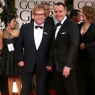 Elton John, David Furnish in The 69th Annual Golden Globe Awards - Arrivals