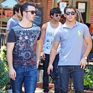 Jonas Brothers Seen Exiting A Restaurant