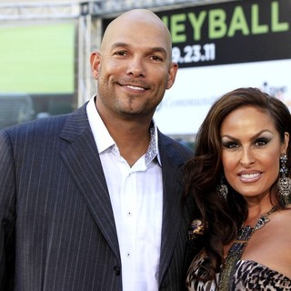 David Justice, Rebecca Villalobos in Columbia Pictures Premiere of Moneyball