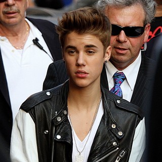 Justin Bieber in Justin Bieber Exits The Ed Sullivan Theatre After Taping The Late Show with David Letterman